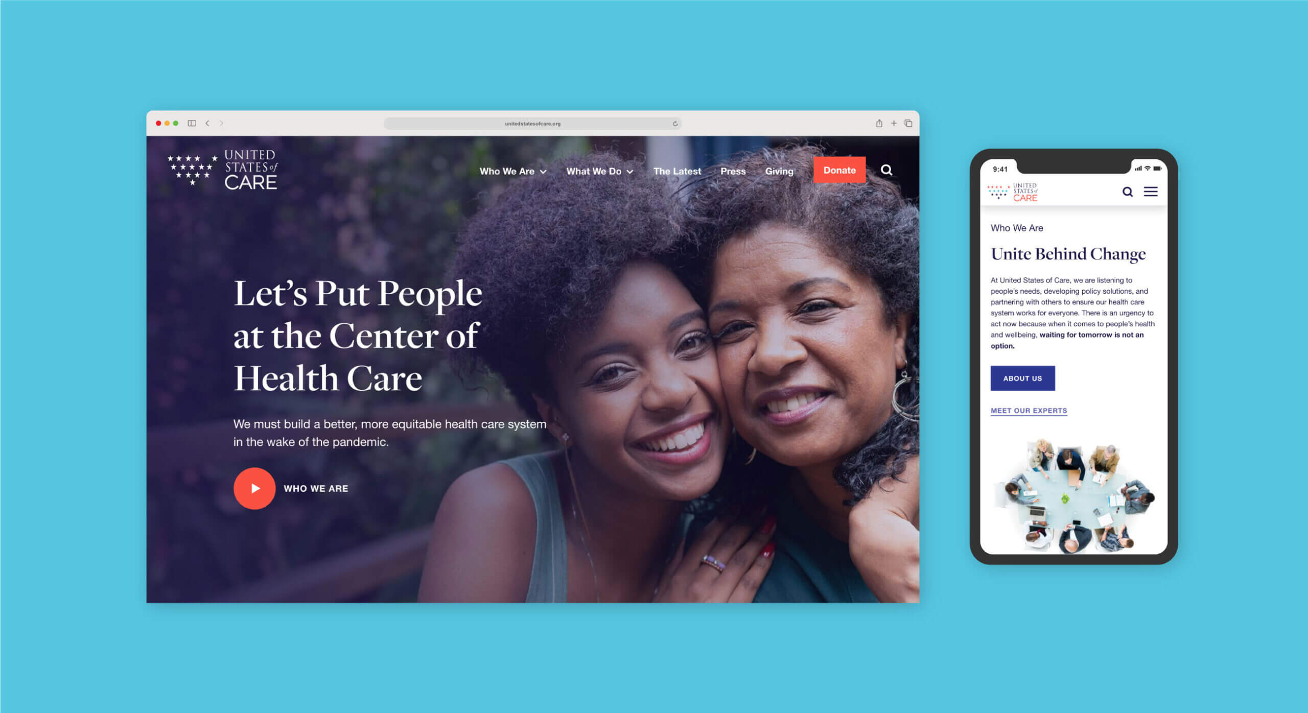 United States of Care website redesign