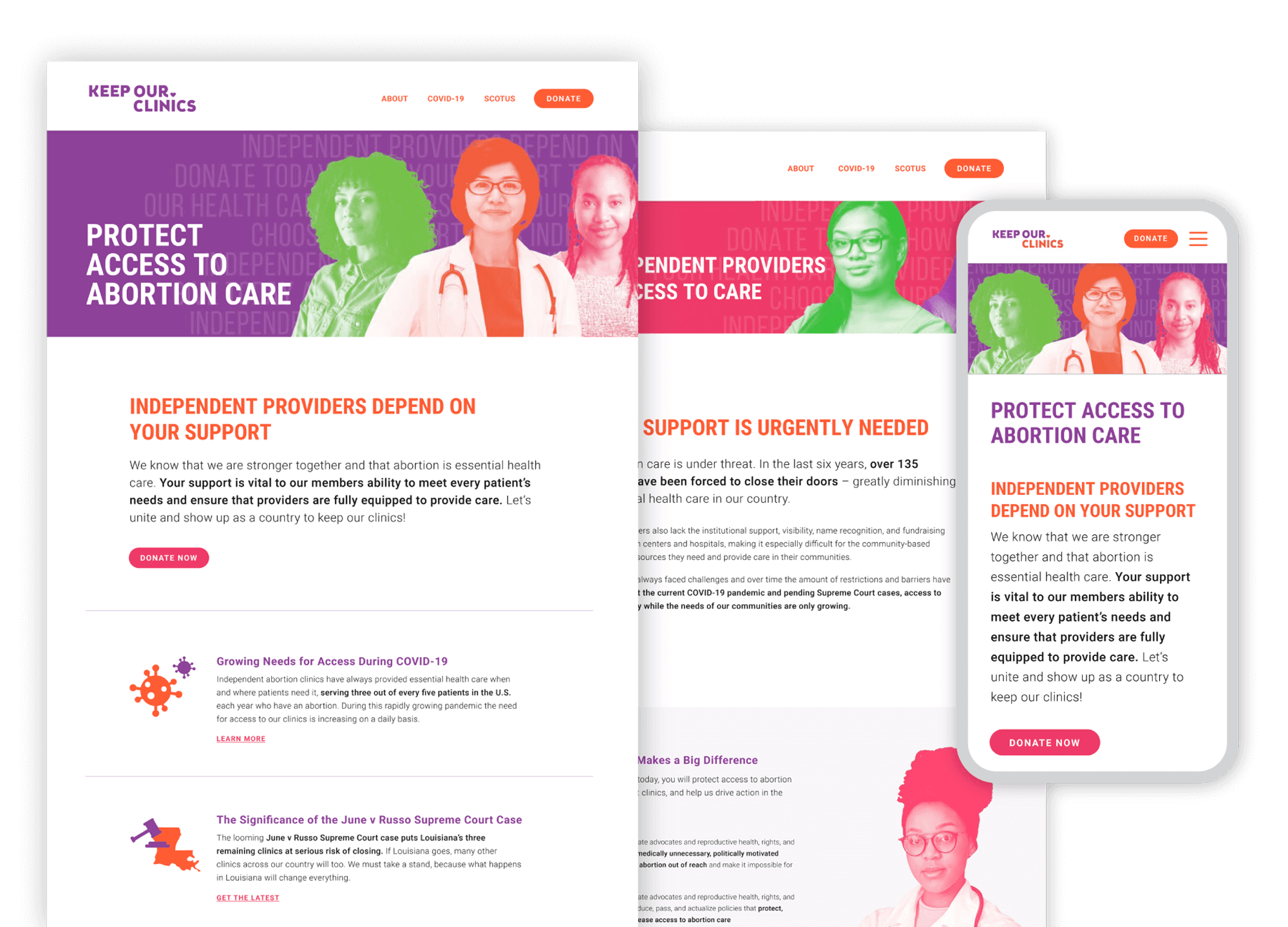 Keep Our Clinics campaign website design